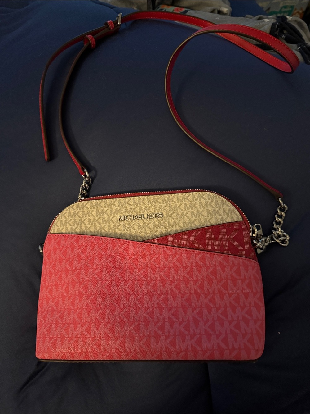 MICHAEL KORS Jet Set Travel Color-Block Signature Logo Crossbody Bag Pink